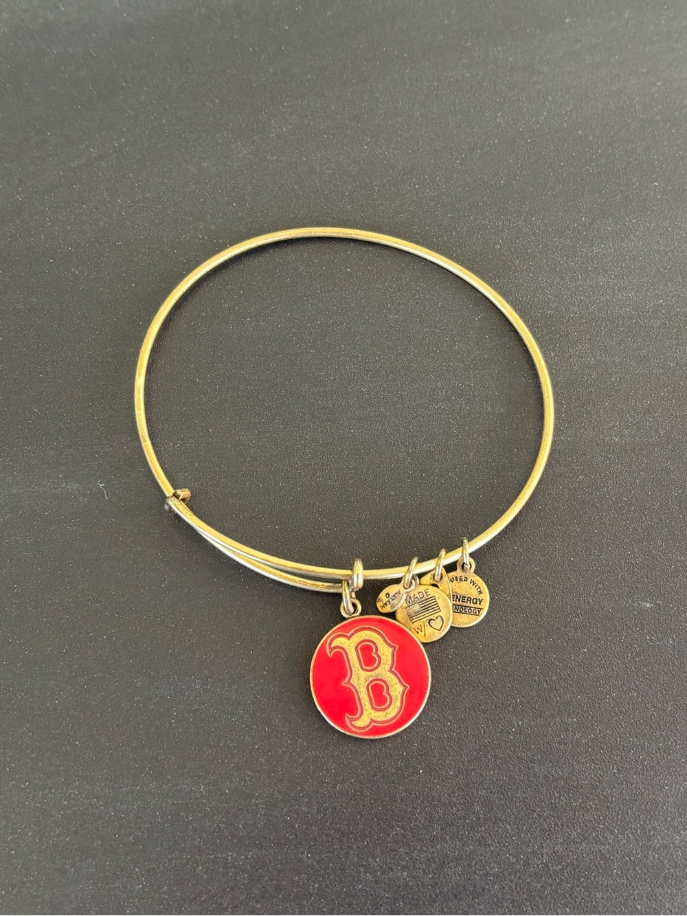 Gold-Tone Red Boston Red Sox Charm Bangle Bracelet